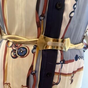 Rare 1980s twisted snake chain Gold Metal Belt with Decorative brass Buckle